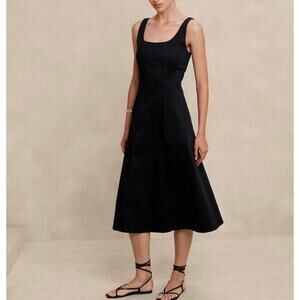 Banana Republic -Cotton-Satin Midi Dress / 16 / Black / NWT